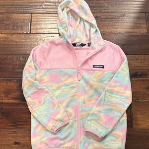 Lands' End Kids' Pastel Fleece Tie-Dye Hoodie- girls large 10-12